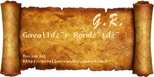 Gavallér Renátó névjegykártya